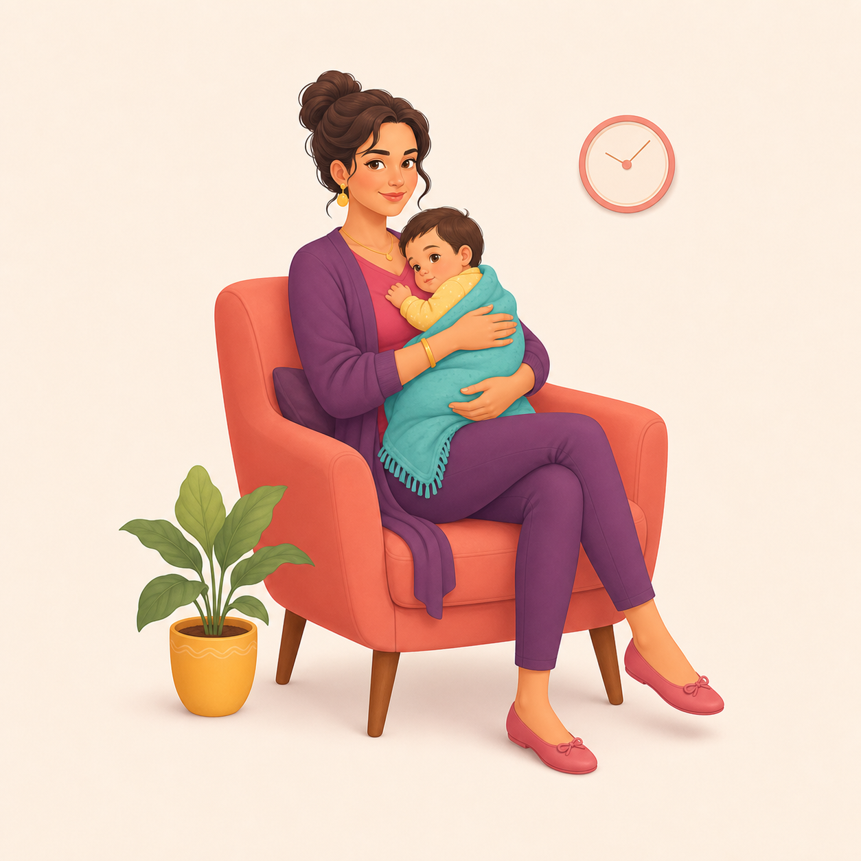 Mère et bébé à la maison